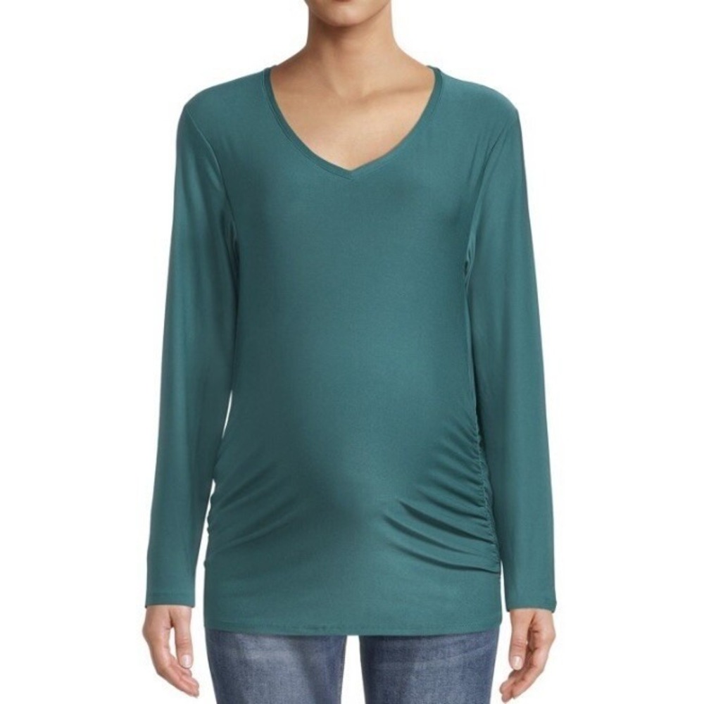 Time and Tru Womens Maternity Long Sleeve Tee Small 4-6 New with Tags Green Soft